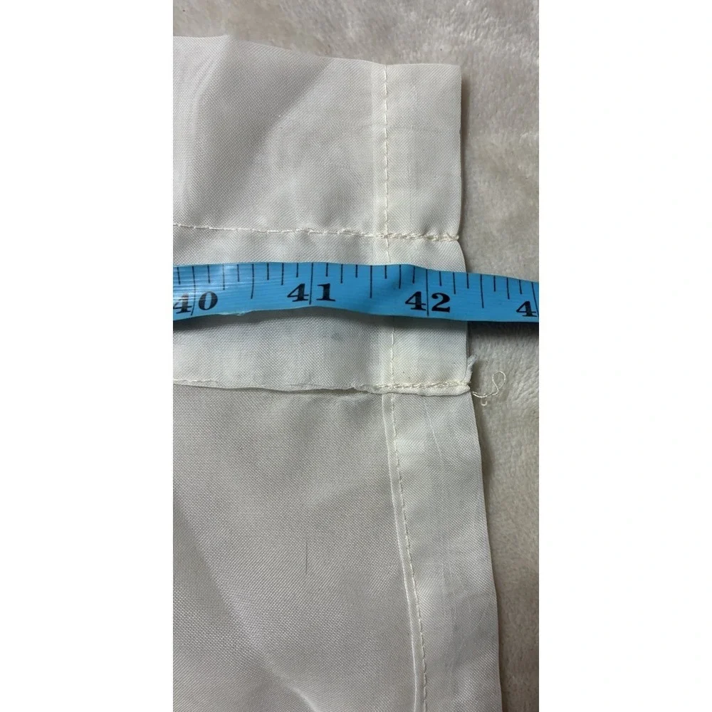 Vintage Swag Curtain One‎ Panel Ivory Floral Embroidered Trim Right Side 42x40